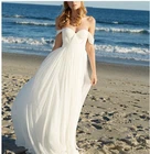 Женское пляжное свадебное платье, белое платье с открытыми плечами, модель 2017 года