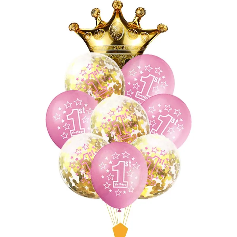 1st birthday Воздушный шар для малышей, 1-й воздушный шар на день рождения, первый день рождения для мальчиков, вечерние шары на день рождения, 1 год, для девочек, для надувания, для дня рождения, украшения для детей - Цвет: 1st birthday