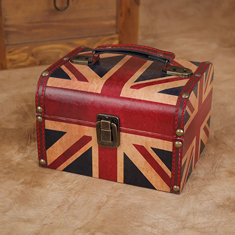 

Patriothic July 4th American flag Antique Wooden Jewelry Box With Metal Lock Vintage Wood Storage Case Container Desk Organizer