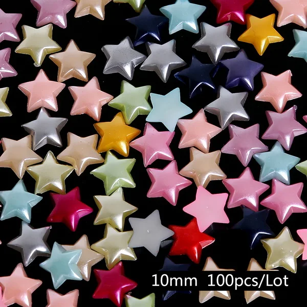 10mm star 20-1000 намоток Mix 37 Цвета жемчуг имитация кабошон одежды декор с изображением сердечка цветка бусины ABS принадлежности DIY Швейные аксессуары - Цвет: 10mm star