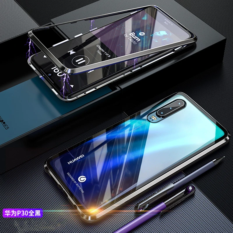 Чехол для Huawei P30 Pro Lite роскошный Магнитный абсорбирующий Алюминиевый