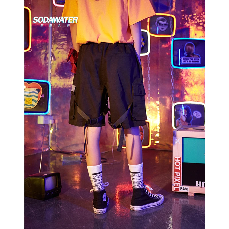 SODAWATER/Модные женские шорты из 100% хлопка для девушек спортивные черные шорты-карго