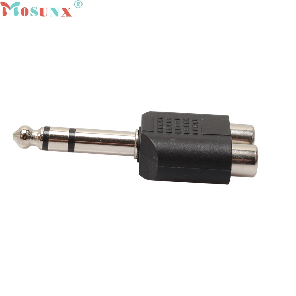 Изящный 6 35 мм аудио стерео штекер разъем к 2 двойным RCA адаптера JAN24|adapter rca|dual plugsocket