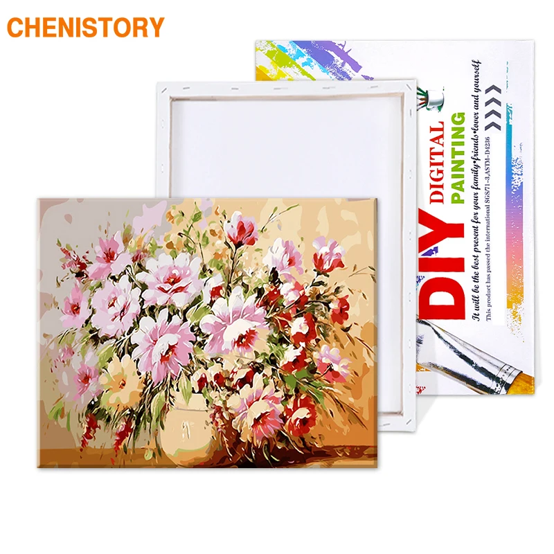 CHENISTORY Frame Цветы DIY Набор для рисования по номерам Акриловая Краска на холсте Ручная Краска ed масляная краска для домашнего декора настенное искусство