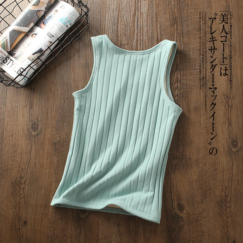 Новинка женские бархатные топы на бретелях Осень-зима теплые плотные майки