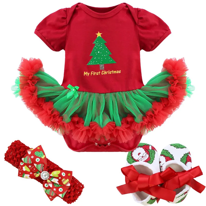 Детский Рождественский комбинезон для новорожденных девочек яркая одежда