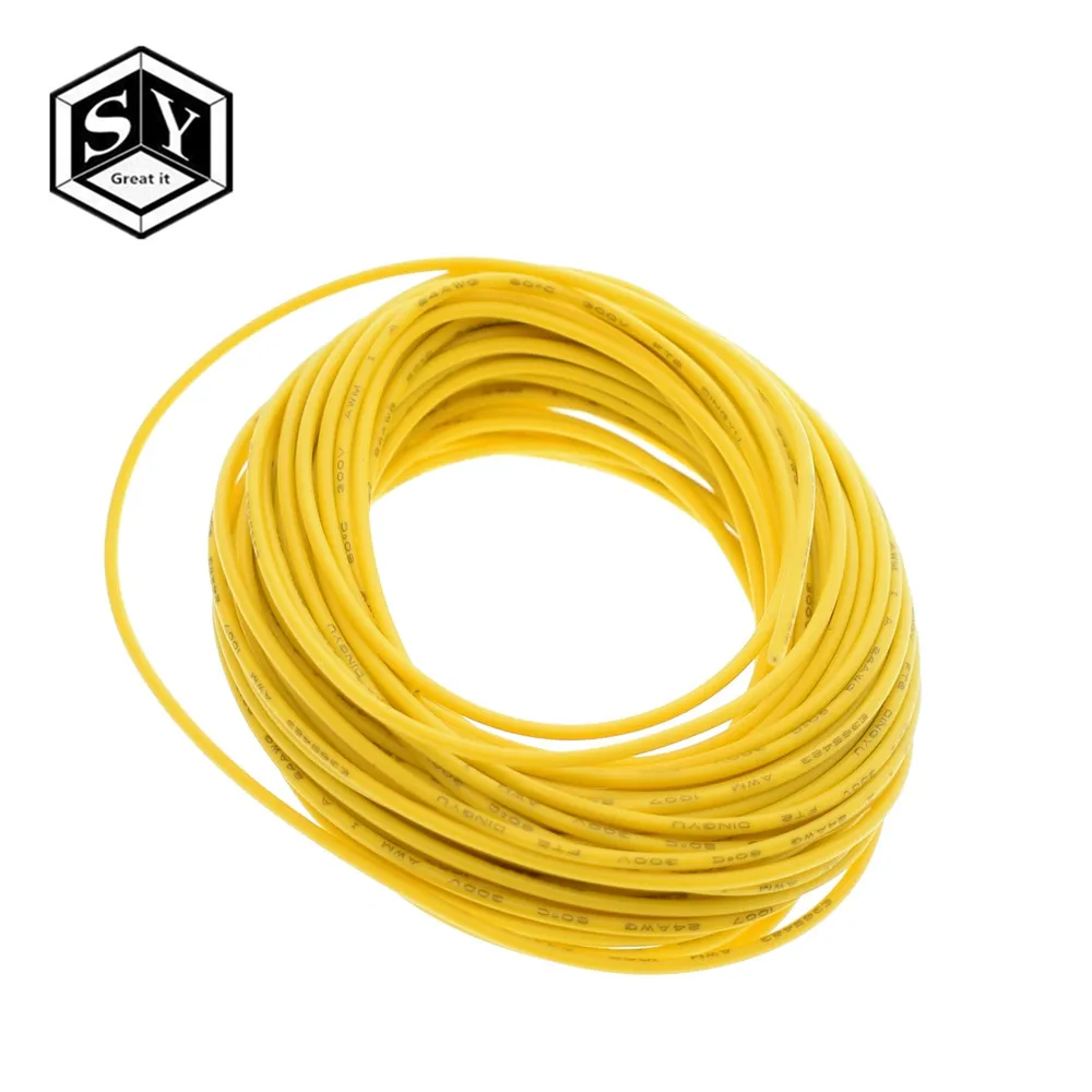 Yellow Great IT 10 м UL-1007 24AWG Монтажный провод 80C/300 В шнур DIY электрический провод кабель красный/черный/синий/желтый - Цвет: Yellow