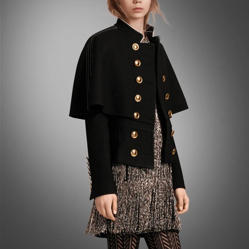 Пальто с карманами на пуговицах сезон осень зима модная куртка в европейском