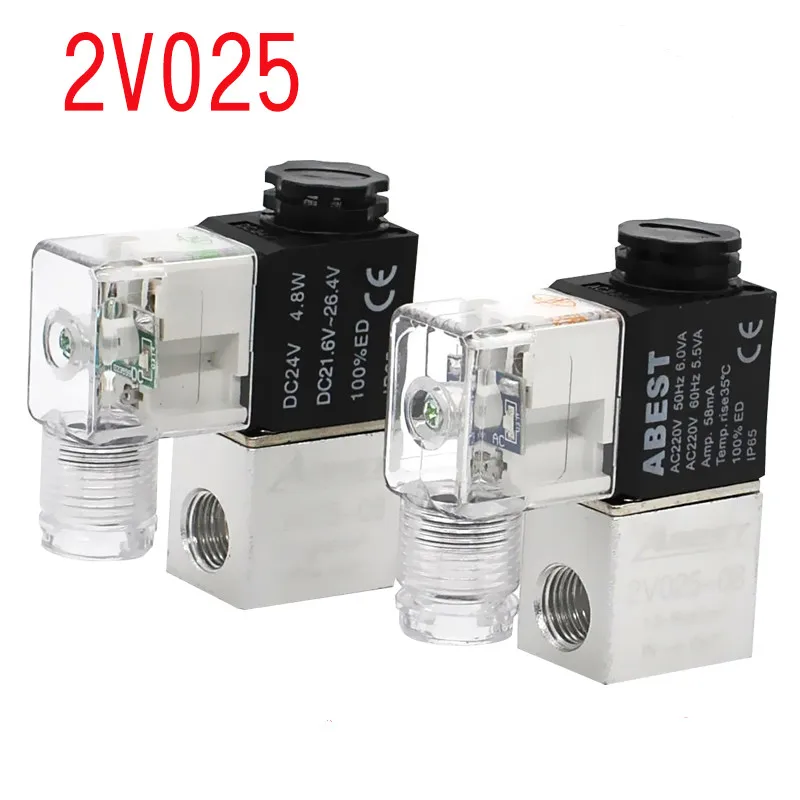 

Электромагнитный клапан, 2 в 025-08, 24 В постоянного тока, 220 В, двухпозиционный, двухсторонний, электронный клапан, односторонний клапан, управление Пневматическим Клапаном