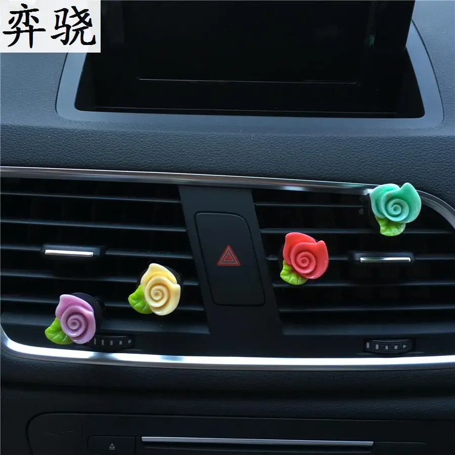 

2 pcs Exquisite plastic flower car accessories styling Beautiful Camellia car perfume Air refreshing agent for air conditioner