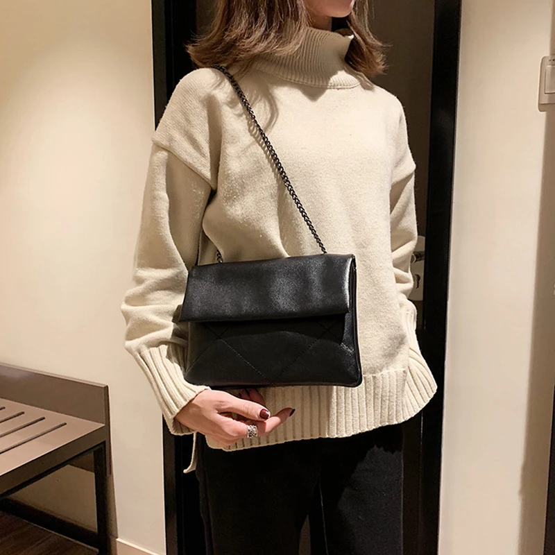 Simple Solid Chain bag 2019 Soft PU Leather Women Handbag luxury designer shoulder bags Fashion Casual Wild Crossbody Bag | Багаж и сумки