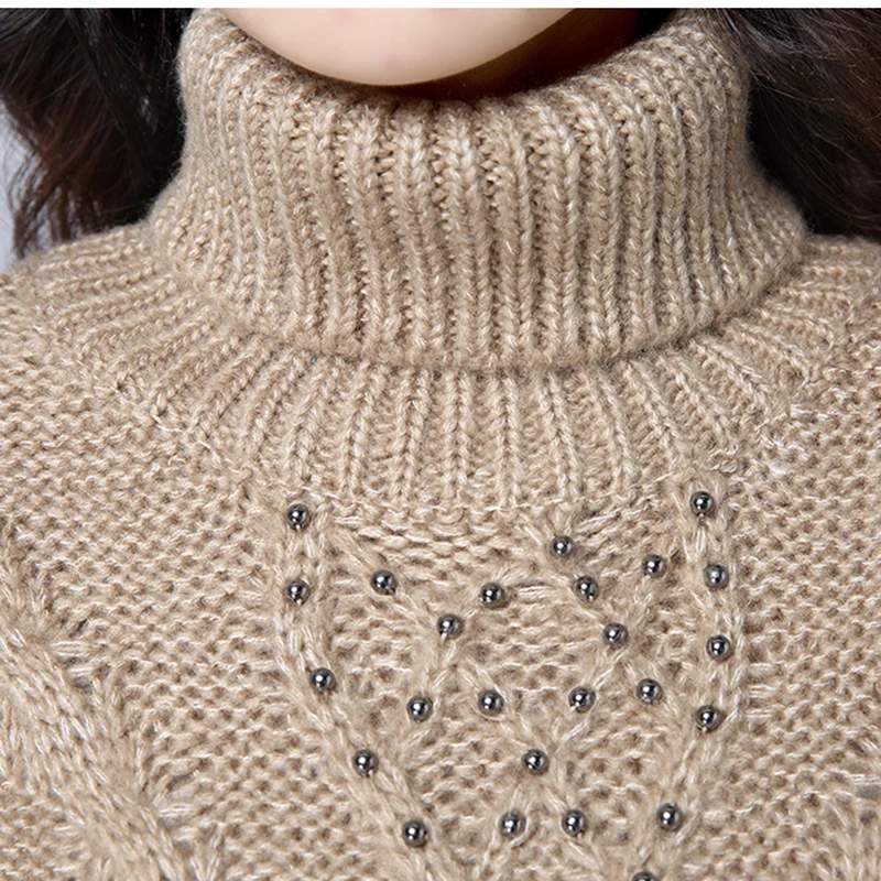 winter Turtleneck Pullover women 2018 fashion new Medium long Section Loose sleeves knitted sweater Autumn Tops femaleDD174 | Женская