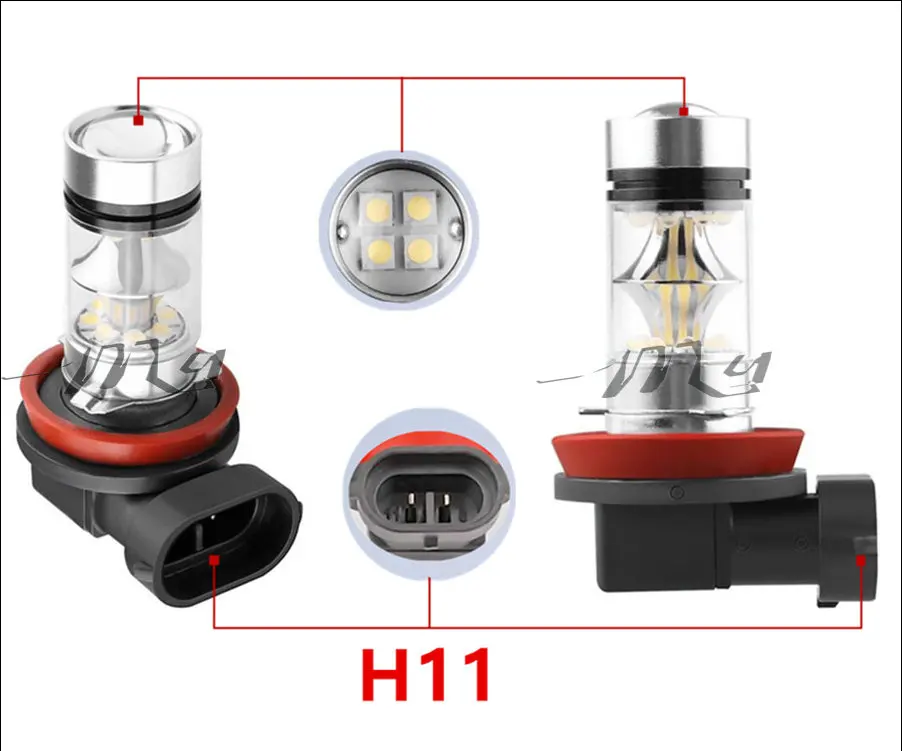 2 шт. светодиодный фонарь H8 H9 H11 9006 100 Вт 20 SMD для автомобиля противотуманный