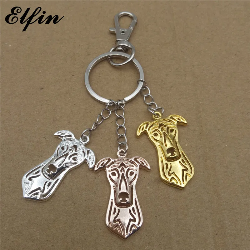 Elfin модные брелки для ключей Greyhound золотого цвета серебряного Животные украшения