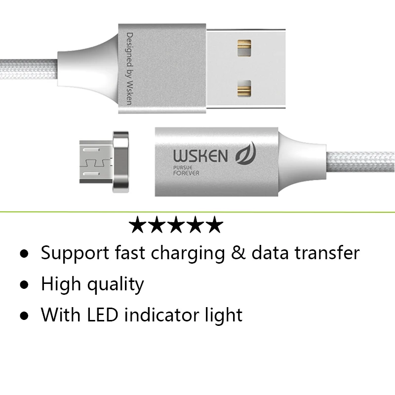 WSKEN lite2 micro USB кабель для быстрой зарядки Магнитный Samsung Huawei Xiaomi устройство
