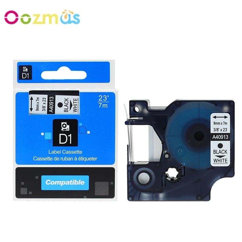 Oozmas 40913 Dymo D1 лента для этикеток 9 мм черная на белом принтера LabelManager (LM)