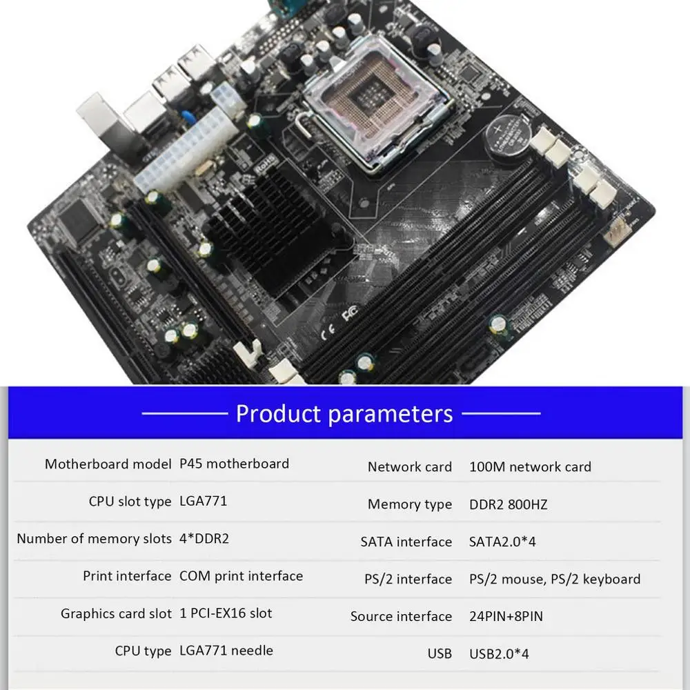 Материнская плата P45 для настольных ПК материнская LGA 771 775 двойная DDR2 с поддержкой