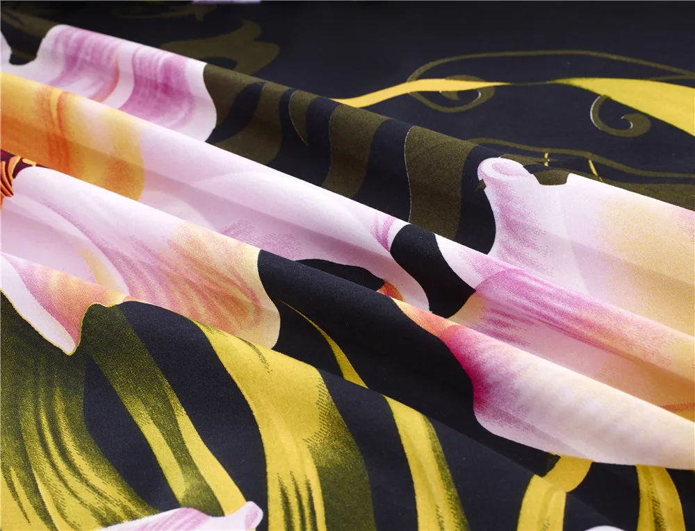 Комплект постельного белья с 3D принтом цветов и тигра постельное белье