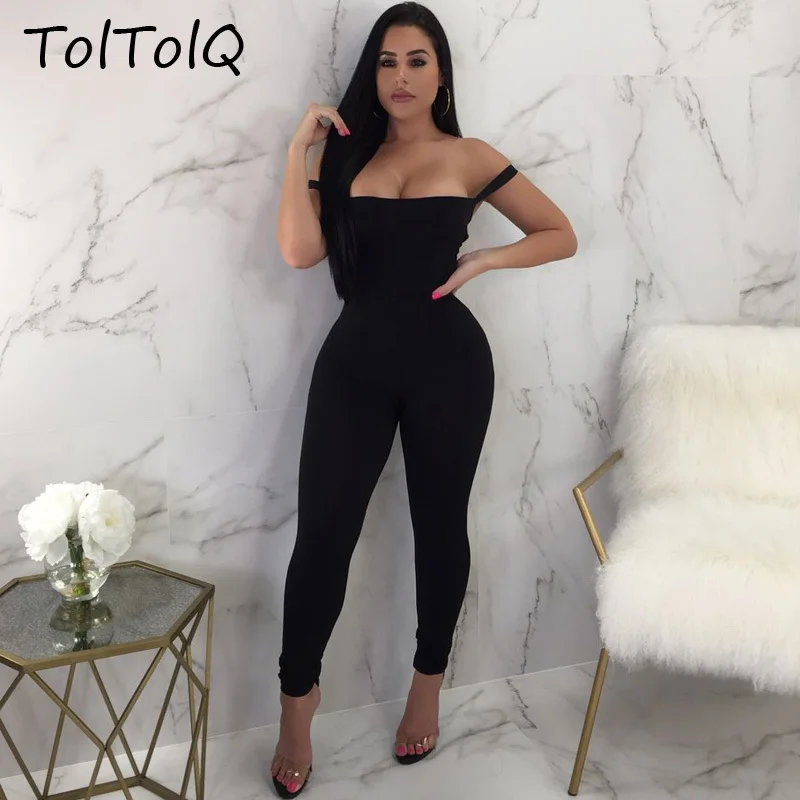 TolTolQ 218 модные Клубные вечерние бандажная повязка комбинезоны сексуальные черные