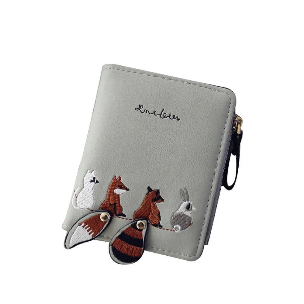 Fashion Women's Wallet Lovely Cartoon Animals Short Leather Female Small Coin Purse Hasp Zipper Kid Card Holder For Girls | Багаж и