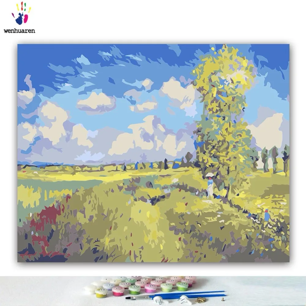 DIY картинки для раскраски по номерам с цветами Маки в Argenteuil Monet картина рисования