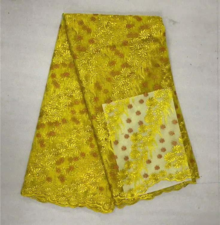 Африканская тесьма с камешками 2019 желтая Высококачественная кружевная