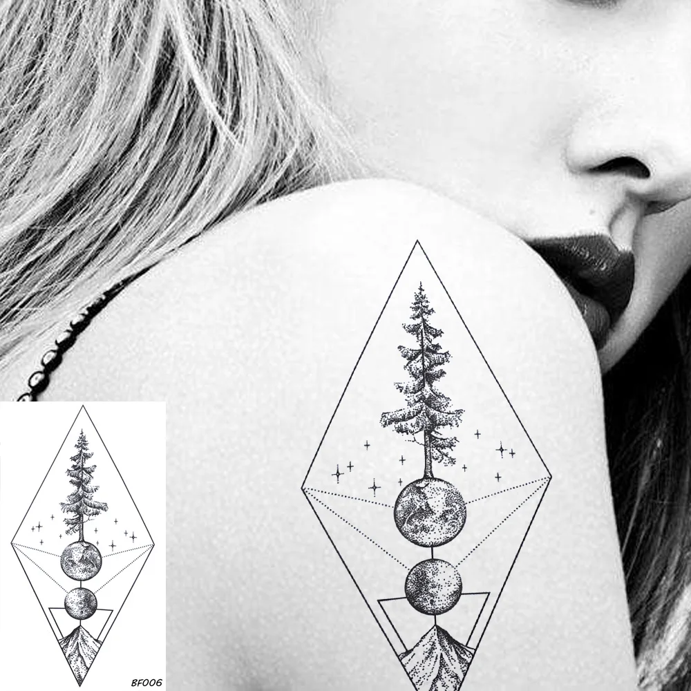 VANKIRS Алмазная сосна Звезда Луна Вода Переводные временные татуировки наклейки