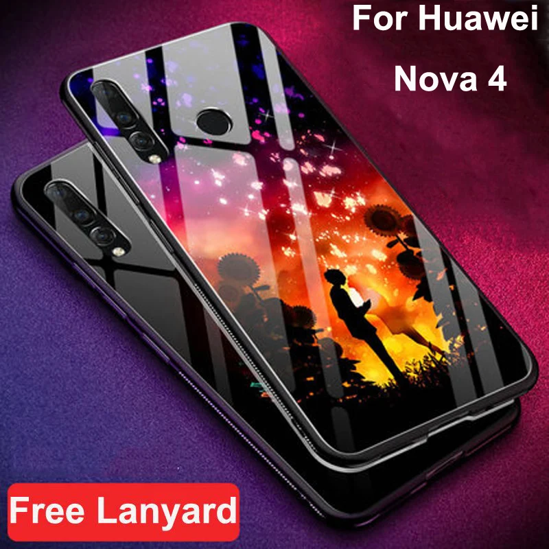 

Чехол для телефона из закаленного стекла для Huawei Nova 4 все включено Чехол Мягкий край крышки 6,4 ''для Huawei Nova4 VCE-AL00 телефонные чехлы Coque