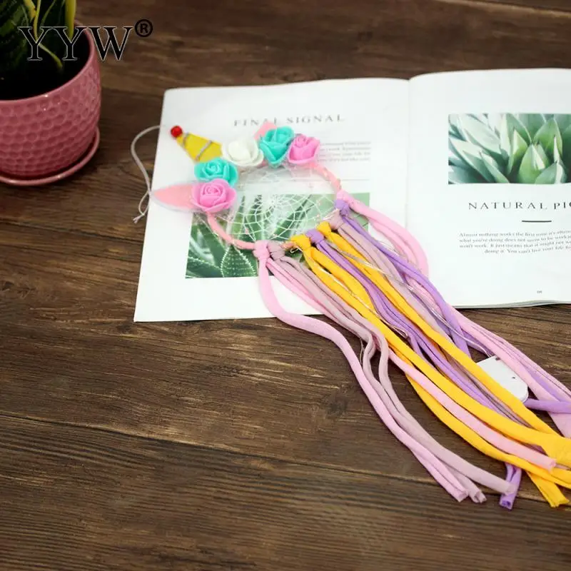 

Unicorn Dream Catcher Led Light Dreamcatcher Nordic Room Decoration Scandinavian Car Hoops Hanging Pendant Feather Crafts