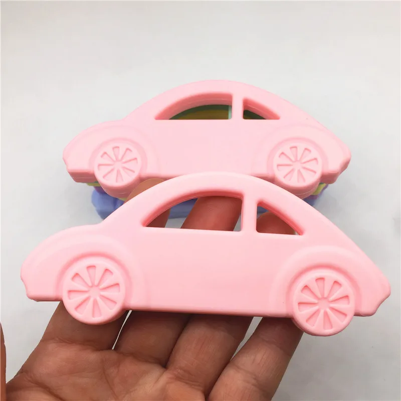 Chenkai 10PCS BPA Free Silicone Car Teether Baby Shower Pacifier Dummy Pendant Nursing Jewelry DIY Sensory Toy Candy Color