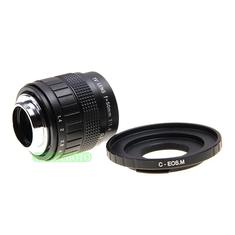 Фуцзянь 50 мм F1.4 CC ТВ-объектив + C-EOS м для беззеркальной камеры Canon EOS M M2 M3 |