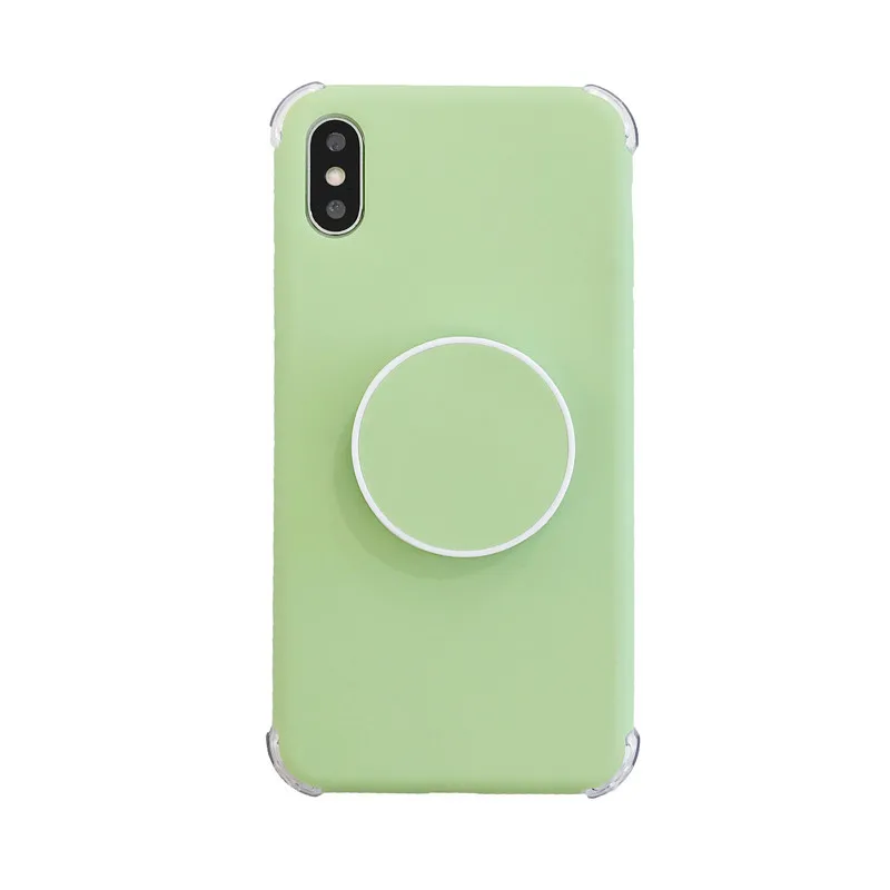 Luxury Silicon Case With Retractable Bracket For iPhone XMAX X Four-corner Anti-knock Soft TPU Cover XR 6 6s 7 8 Plus |