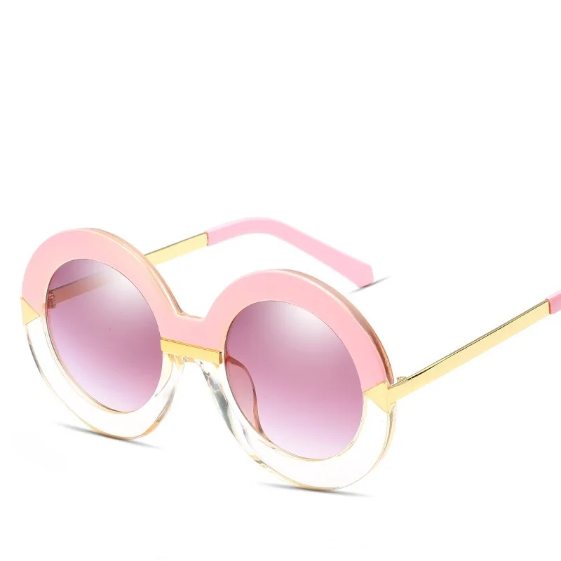 Новинка 2017 года Винтаж негабаритные Круглые Солнцезащитные очки Для женщин