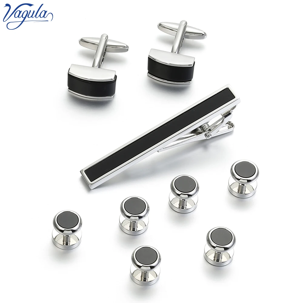 

VAGULA New 9pcs set Tie bar Cufflinks Collar Studs Spinki Tuxedo Tie Pin Gemelos Cuff Links Tie Clip Men Jewelry Gift 90