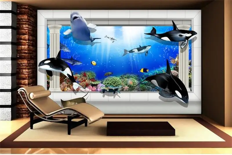 3d обои для комнаты на заказ фрески нетканые настенные стикеры подводный дворец