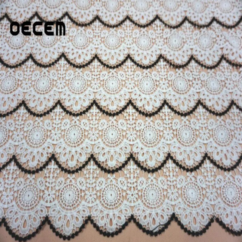 OECEM высокое качество водорастворимый вышитый полиэстер кружево молочный шелк