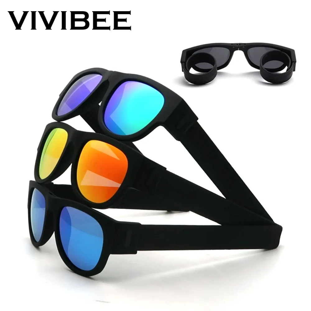 VIVIBEE Новинка зеркало Для Мужчин Поляризованные складные солнцезащитные очки