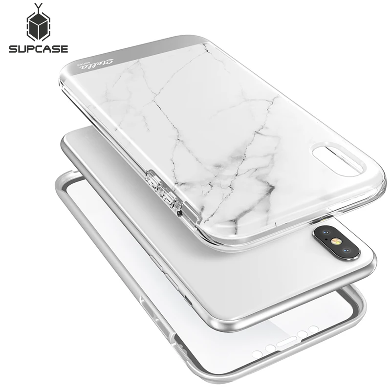For iPhone Xs Case SUPCASE UB Stella Premium Hybrid Marble Shinning Glitter X with Built-in Screen Protector |