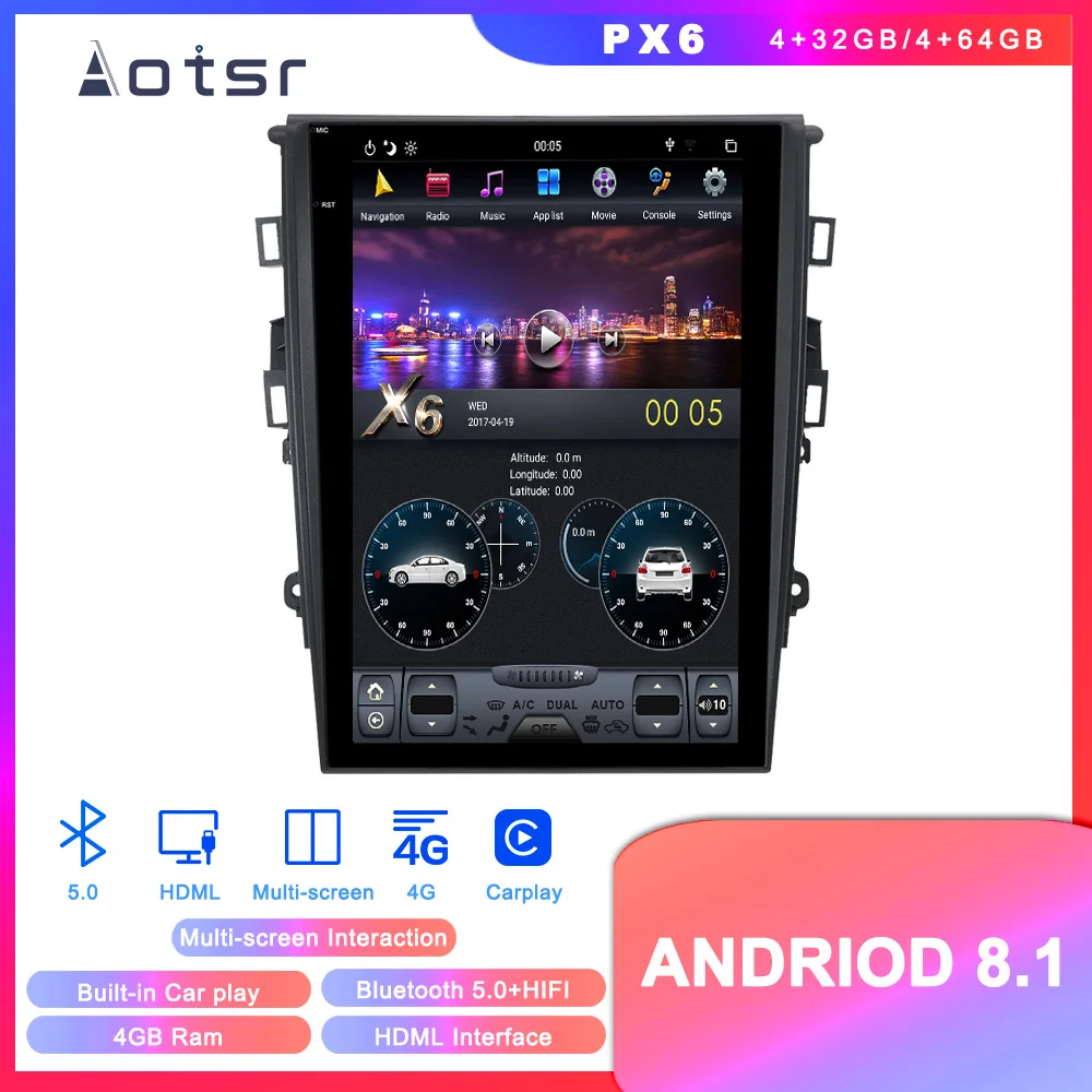 DVD мультимедийный плеер в стиле Тесла на Android 8 1 с 4 граммами GPS-навигацией для Ford