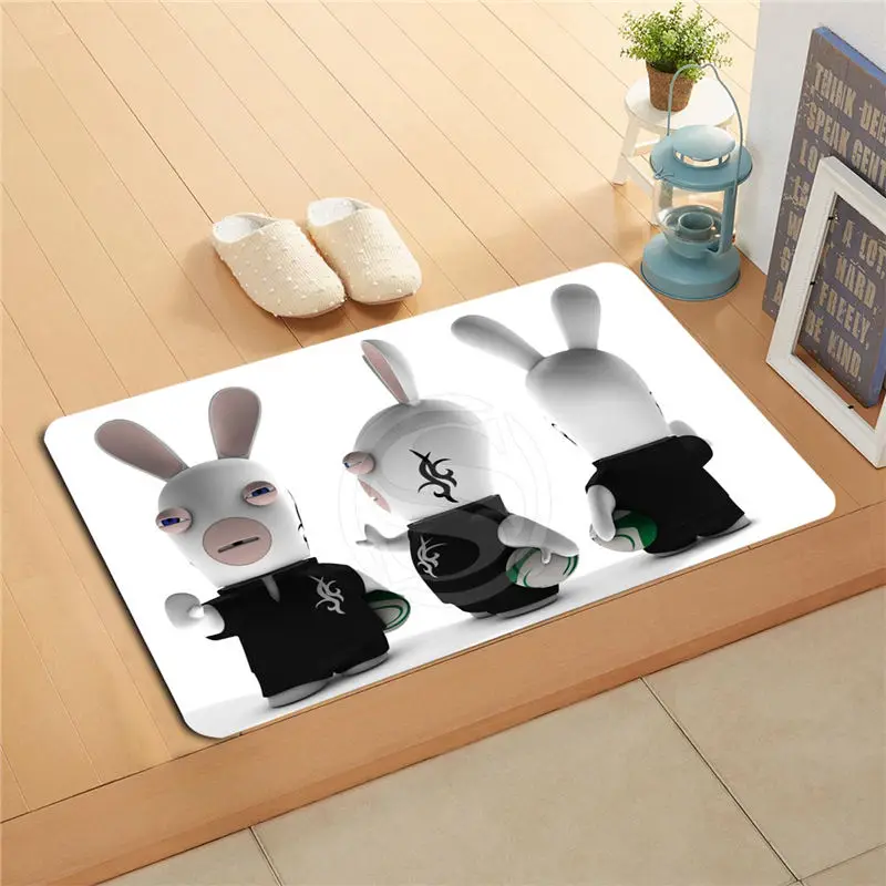 Как и w185 Пользовательские rabbids rabbid Doormat Home Decor Двери коврик Коврик Для Ванной