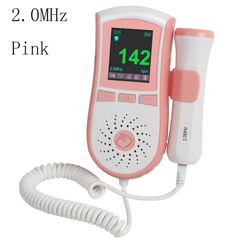 2.0mhz Pink 2 МГц/3 МГц зонд карманный фетальный допплер дородовое сердце Детское сердце монитор двойной интерфейс цветной ЖК-дисплей Корабль из США - Цвет: 2.0mhz Pink
