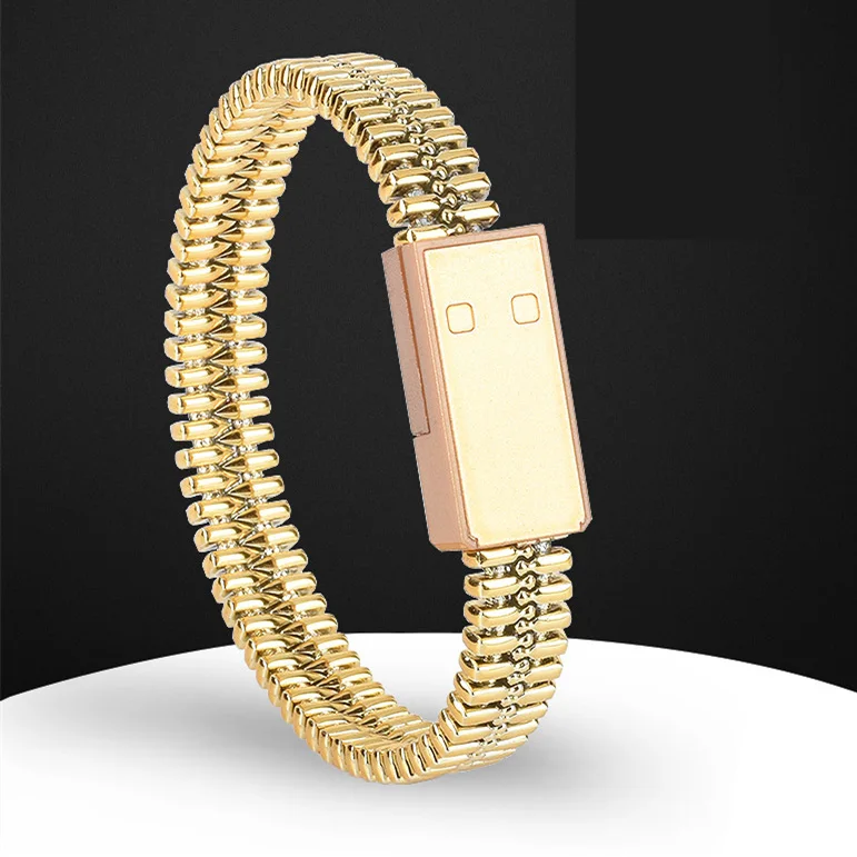Gold Браслет USB кабель передачи данных зарядное устройство для зарядки провода телефона huawei iPhone X XS 6s 7 8 Plus XR P20 Pro адаптер светильник Micro USB - Тип штекера: Gold