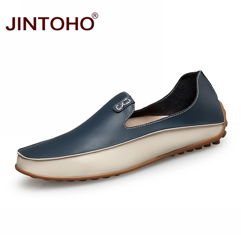 JINTOHO Брендовые мужские повседневные туфли слипоны из натуральной кожи модные