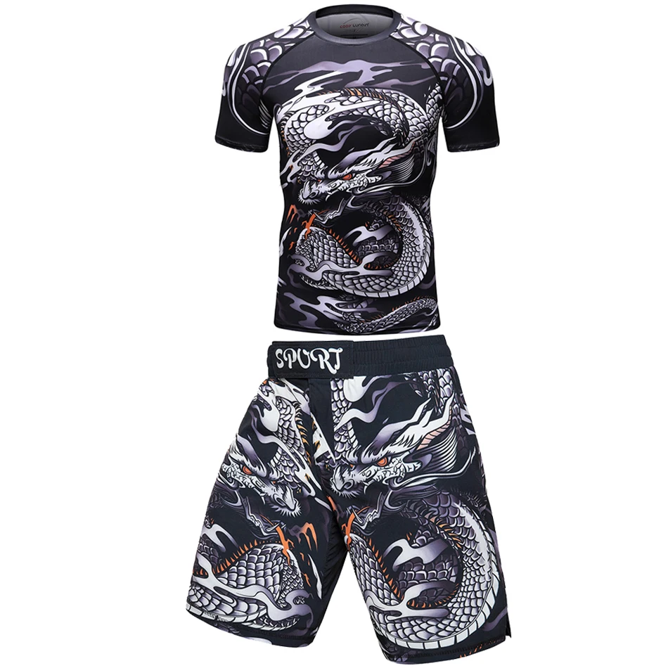Рашгард ММА мужские футболки шорты дышащие Муай Тай Рашгард Mma боксерские майки Bjj jiu jitsu кикбоксинг спортивный костюм для фитнеса