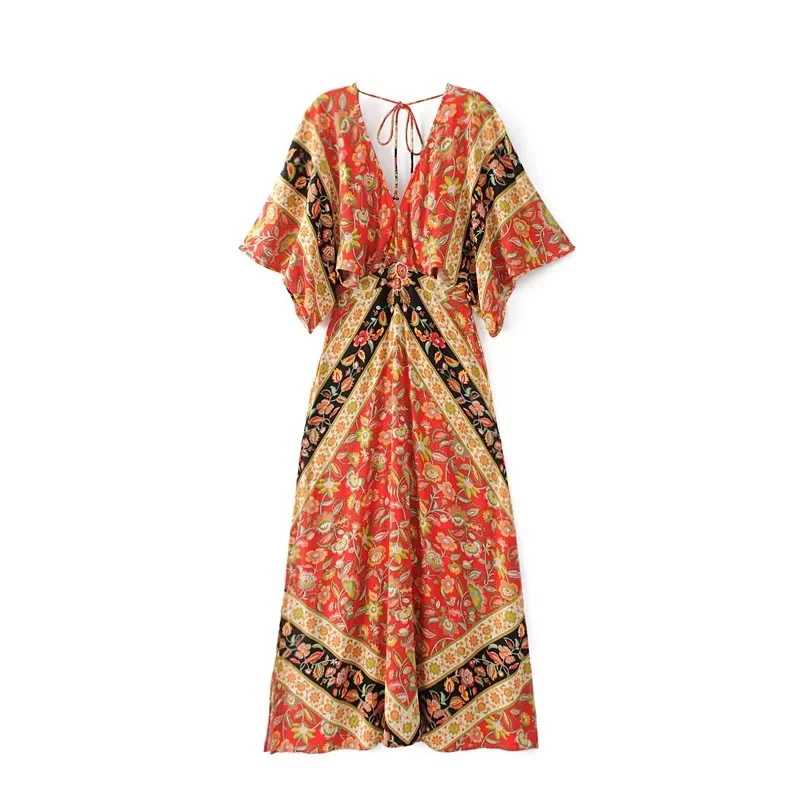 2018 макси длинные платья Чехлы для мангала спинки цветочный принт разделение