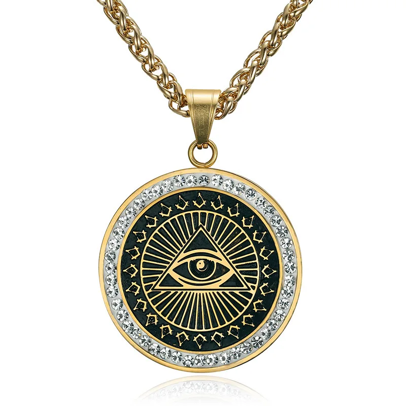 Золотой цвет Iced Out Bling Eyes of зловещий кулон ожерелье женское мужское из нержавеющей