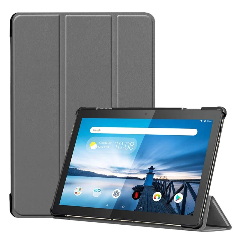silver Чехол из искусственной кожи для lenovo Tab M10 TB-X605F TB-X605L, Тонкий Магнитный чехол-подставка для lenovo M10 10,1, чехол для планшета+ пленка - Цвет: silver