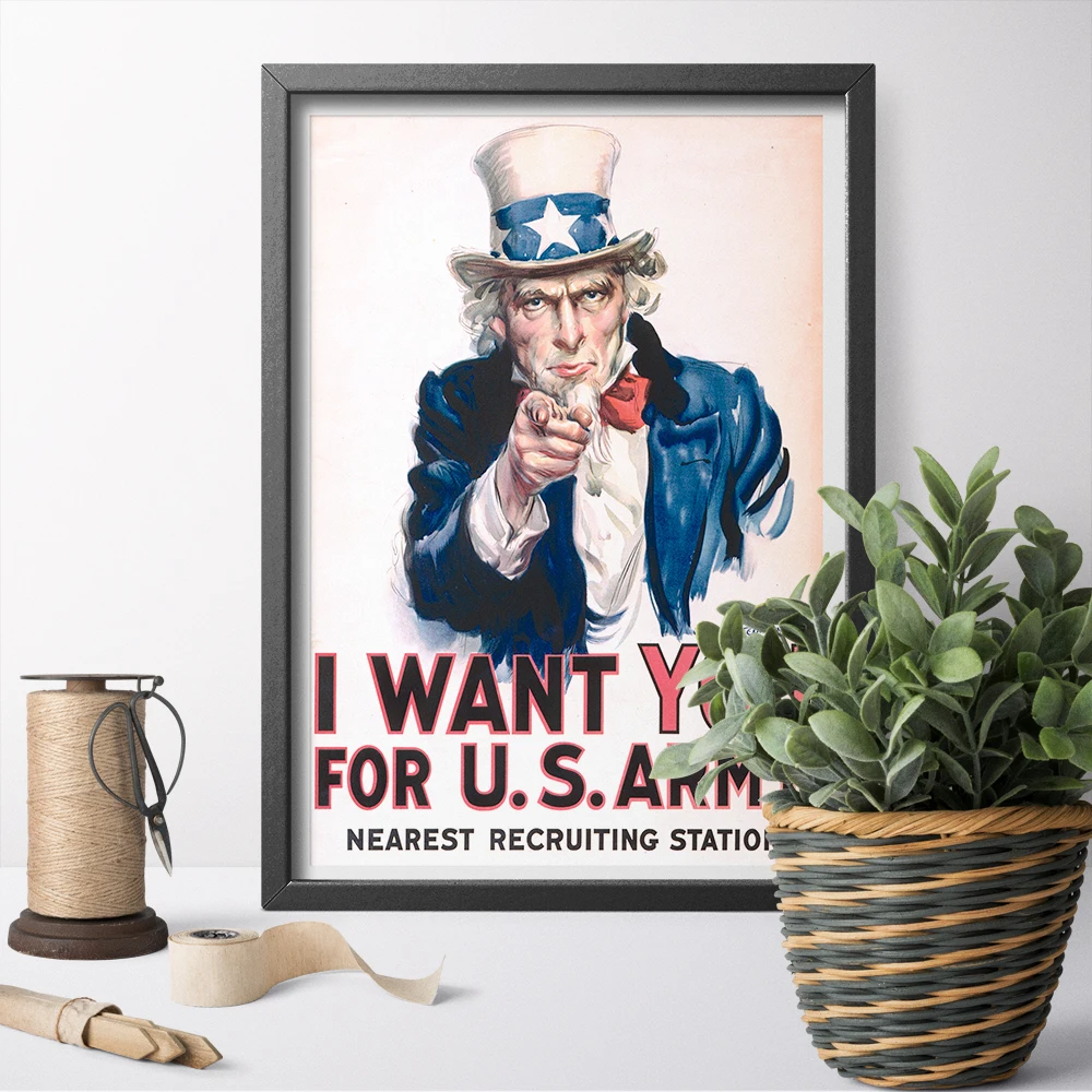 Винтажное художественное изображение дяди Сэм настенная живопись на холсте