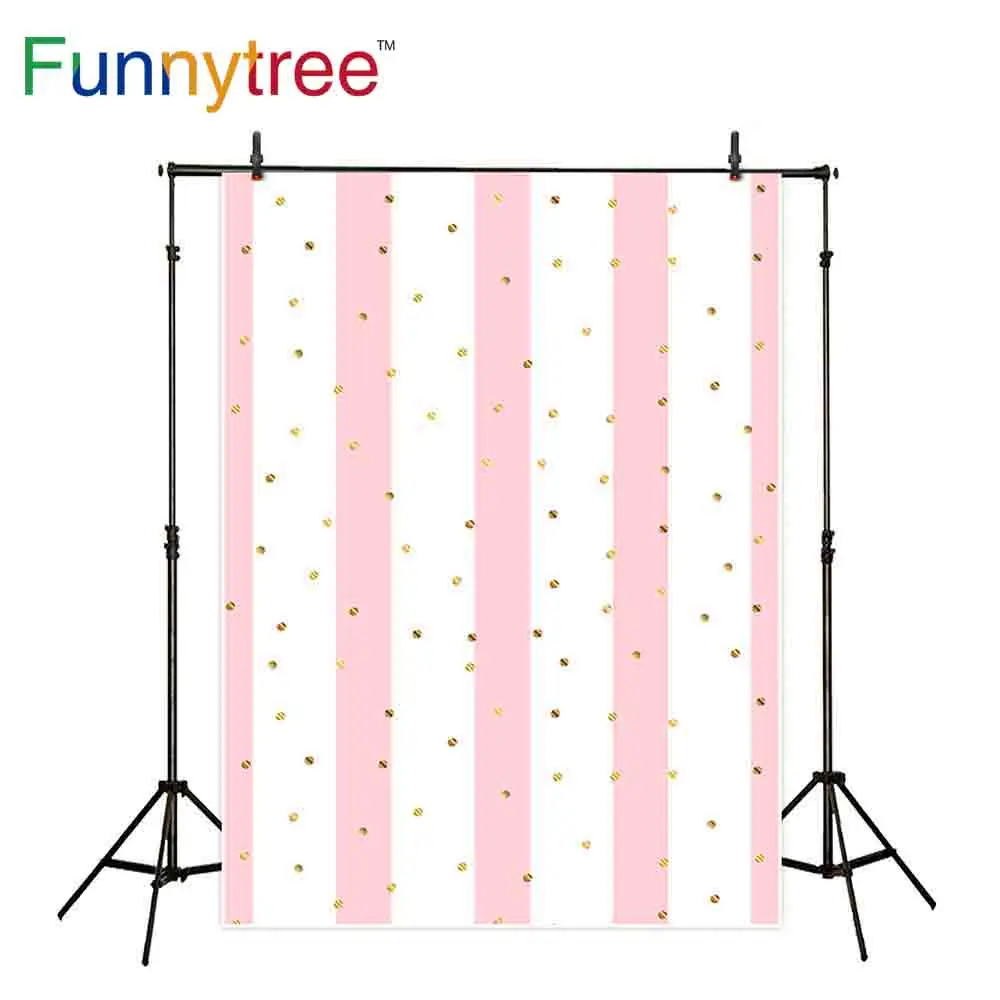

Фоны для фотосъемки Funnytree Золотой Розовый Полосатый день рождения для девушек