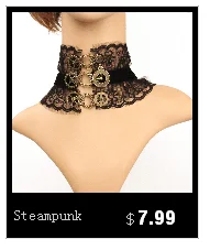 Женская Ручная работа Лолита готический панк Сердце лопата из искусственной кожи паук капля цепи Цветочные черные кружева колье короткий Воротник Ожерелье
